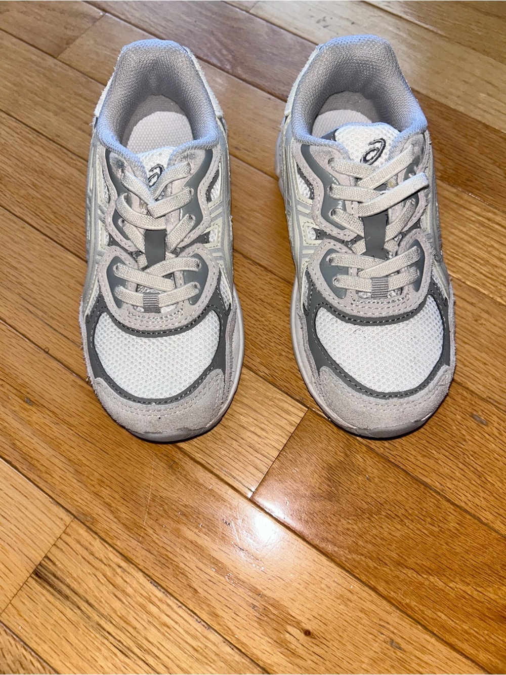 ASICS Kids White and Gray Mesh Athletic Sneakers